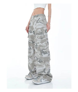 Women's Camouflage Cargo Pants Hip Hop Oversized Streetwear Spring Autumn Straight New Wide Leg High Street Fashion Casual Trousers