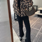 Leopard Short Padded Luxury Winter Jacket Women's Y2K New Fashion Vintage Chic Coat