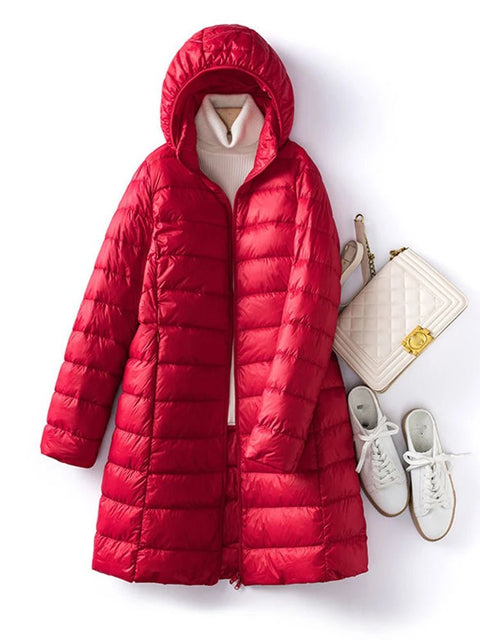 Hooded Quilted Winter Jacket  red
