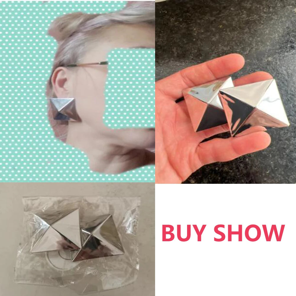 Unique Gold/Silver Color Earrings 3D Geometric Stud Earrings for Women Men Vintage Wedding Party Valentine's Day Gift