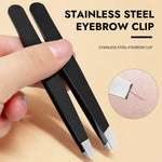 Stainless Steel Eyebrow Tweezers with Slant and Flat Point Beauty Tools for Eyebrows & Ingrown Hair Removal