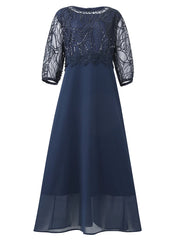 Plus Size Evening Dress for Women Sequined Lace Patchwork Elegant Wedding Party Formal Dress for Mother of Bride