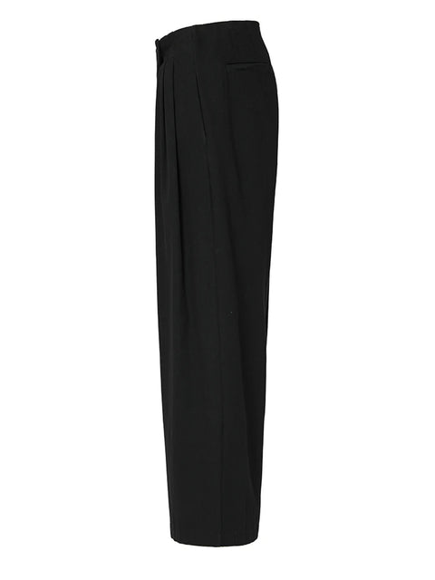 High Waist Wide Leg Pants Women Pleated Irregular Long Loose Fit Casual Elegant Fashion Trousers