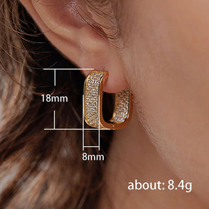 Women's Fashion Oval Cut Earrings Silver/Gold Fine Cubic Zirconia Stud Earrings