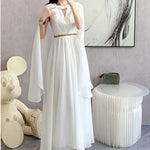 New Fashion Luxurious White Long Dress Sleeveless High-End Vintage Elegant Party Evening Prom Wedding Guest Dresses