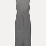 Elegant Pencil Long Dresses New Fashion Mock Neck Sleeveless Bodycon Party Dress Autumn Seamed with Split Maxi Dress