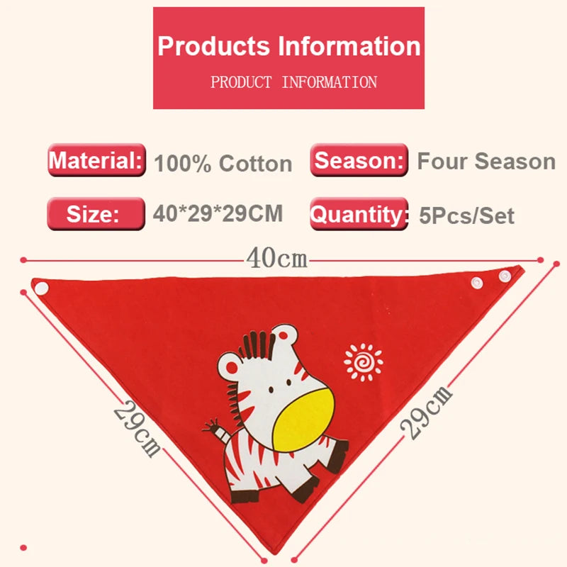 5Pcs/Set Baby Bibs Triangle Double Cotton Bandana Bibs Baby Boys Girls Feeding Smock Infant Burp Cloth Baby Saliva Towel