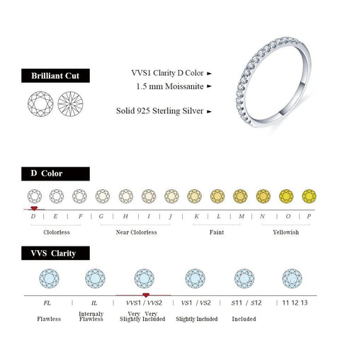 Moissanite Ring Women 925 Sterling Silver Gold Plated Round Excellent Cut Girls Jewelry Gift