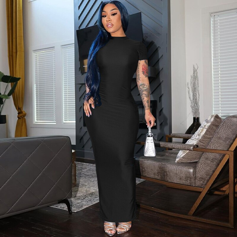 Short Sleeve Maxi Dress black