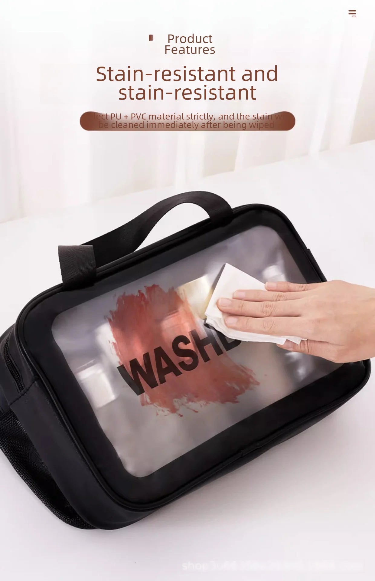 Double Layer Dry Wet Makeup Bag with Wet/Dry Compartments Large Capacity Makeup Bag Toiletry Bag Travel Portable Handbag