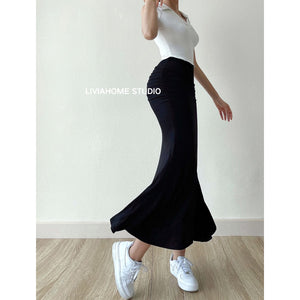 Pleated Fishtail High Waist Sexy Long Skirt