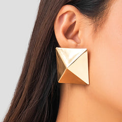 Unique Gold/Silver Color Earrings 3D Geometric Stud Earrings for Women Men Vintage Wedding Party Valentine's Day Gift