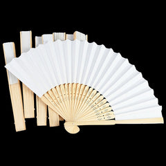 White Foldable Paper Fans Portable Chinese Bamboo Fan 10/20/30pcs Wedding Gift For Guests Birthday Party Decoration