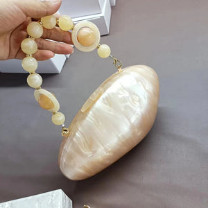 Pearl Acrylic Evening Bag New Fashion Luxury Mini Clutch Purse Women's w/ Chain Shoulder Crossbody Wedding Party Handbag