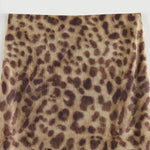 Leopard Print Midi Skirt New Fashion High Waist Elastic Waist Long Chic Skirt