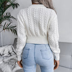 Warm Pullover for Women Twist Knitted Cropped Sweater Ladies Fashion Winter Garments