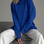 Side Split Warm Turtleneck Sweater For Women Oversized Soft Winter Pullover Turtleneck Sweater