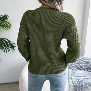 Women's Casual Lantern Long Sleeve Knit Pullover Autumn Winter Sweaters