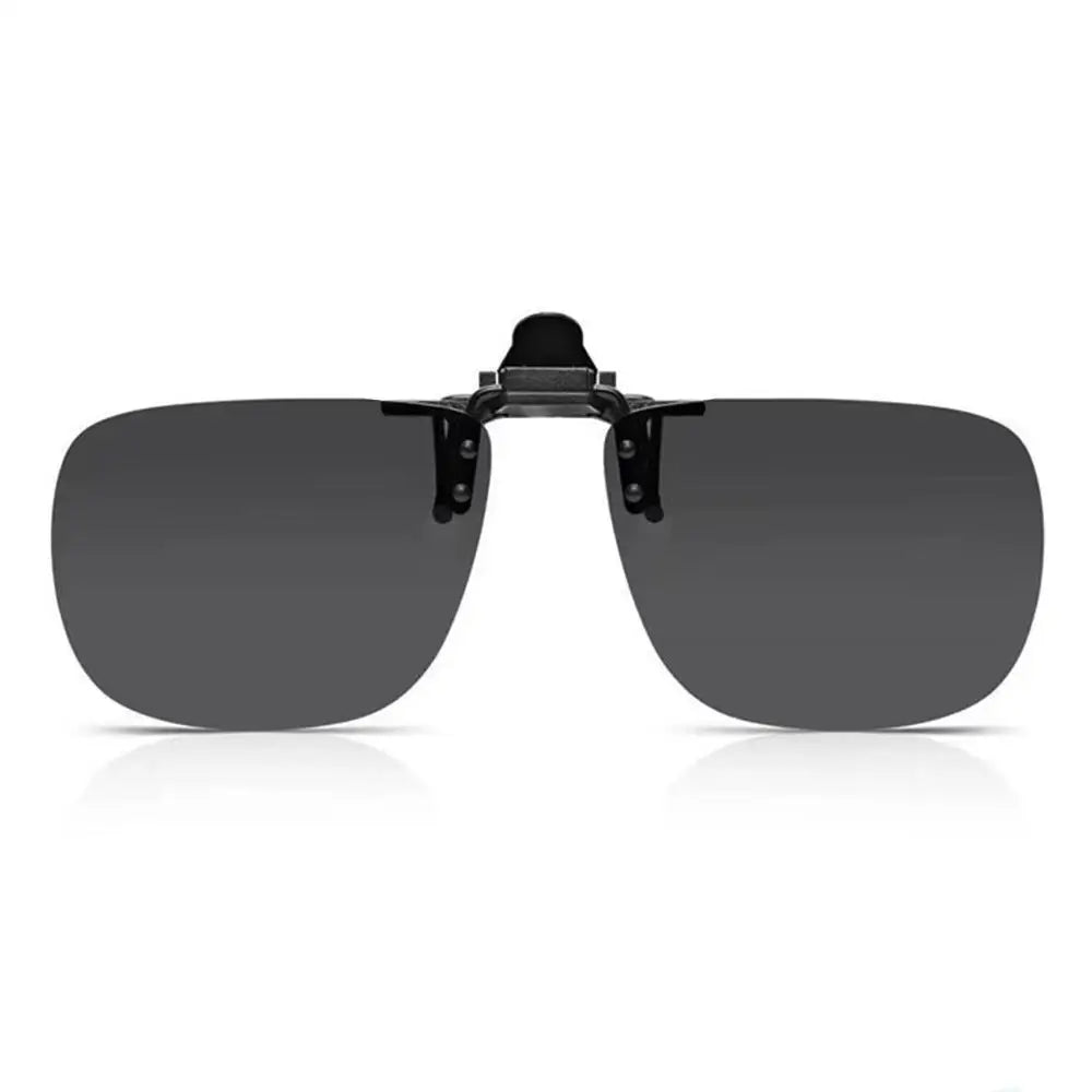 Sunglasses with a black clip on a white background