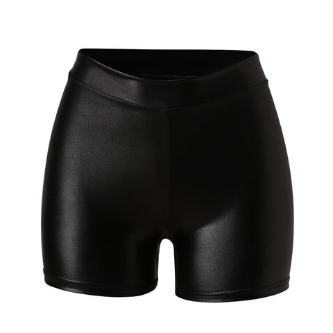 High Waist Faux Leather Shorts Women Dance Nightclub Stretchy Slim Hip Casual Fashion