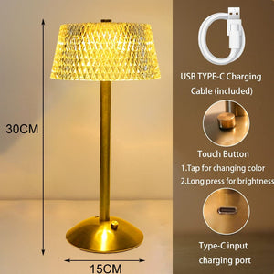 LED Cordless Table Lamp USB Rechargeable Lamp Night Light Touch Dimming Desk Lamp Home Decor