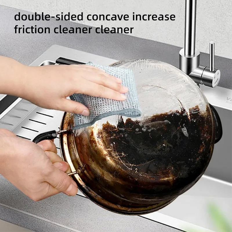 Magic Cleaning Cloth Thick Double-Sided Tough Surface Wash Rags for Kitchen Dishes Pots Cleaning Cloth