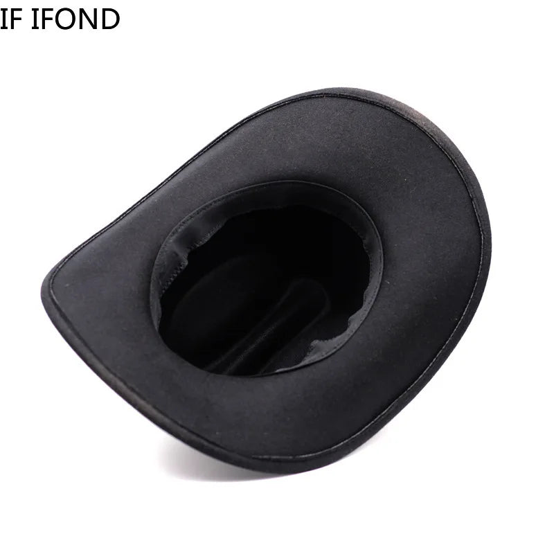 Black cowboy hat on a white background