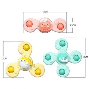 3-Piece/Set Baby Bath Toys Funny Bathing Sucker Spinner Suction Cup Cartoon Rattle Fidget Educational Toys For Children Great Gift Ideas