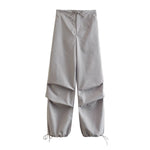 Women's Vintage Parachute Pants Chic Drawstring Trousers