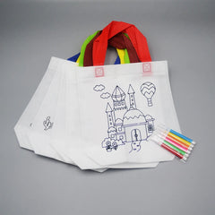 20pcs DIY Coloring Graffiti Bag with Coloring Markers Handmade Painting Non-Woven Bags for Children Arts Crafts Color Filling Drawing Toy Gift for Kids