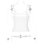 Sleeveless Sexy Lace Hollow Out Sheer Summer Crop Tops for Women Club Party Y2K Cami Tops Streetwear