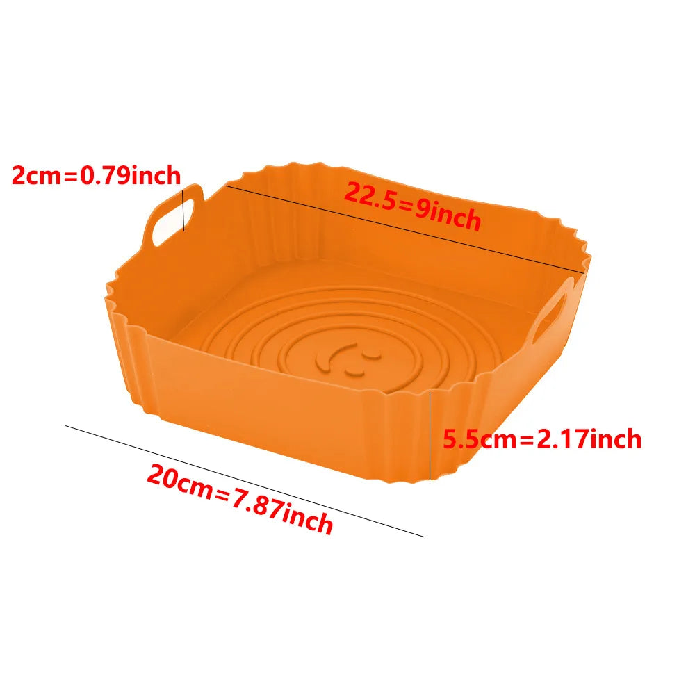 Reusable Air Fryer Pan Liner Insert Silicone Air Fryers Accessory Oven Baking Tray Pizza Fried Chicken Airfryer Silicone Basket