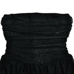 Elegant Strapless Sexy Mini Dress for Women Fashion Black Off-Shoulder Backless Pleated Sequins Sparkle Club Party Dress