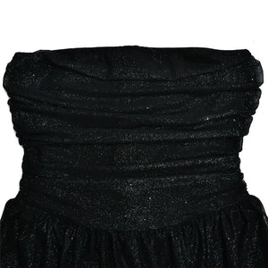 Elegant Strapless Sexy Mini Dress for Women Fashion Black Off-Shoulder Backless Pleated Sequins Sparkle Club Party Dress