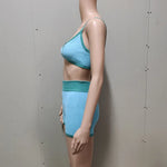 Spring/Summer Contrast Knit Outfits Halter Top And Shorts Sets Female Beach Holiday Sexy Casual Shorts Suit Y2k Sets