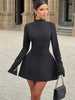 Long-Sleeve Backless Black Mini Dress black