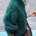 Women's Winter Loose Fuzzy Fluffy Sweater Winter Premium Blend Warm Pullover Sweater