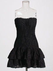 Sexy Strapless Layered Hem Mini Dress for Women