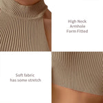 Sleeveless Knit Crop Top for Women Basic Solid Slim Fitted Halter Top Turtleneck Ribbed Vest Y2K High Neck Tops