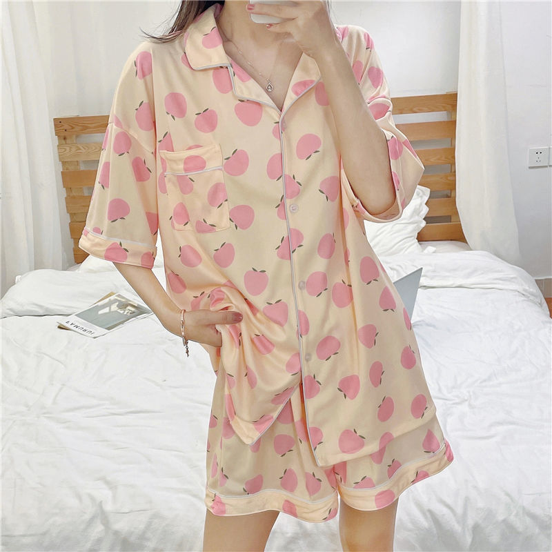 Women's Night Wears 2 Piece Pajama Set Plaid Shorts and Top Summer Pajama Set