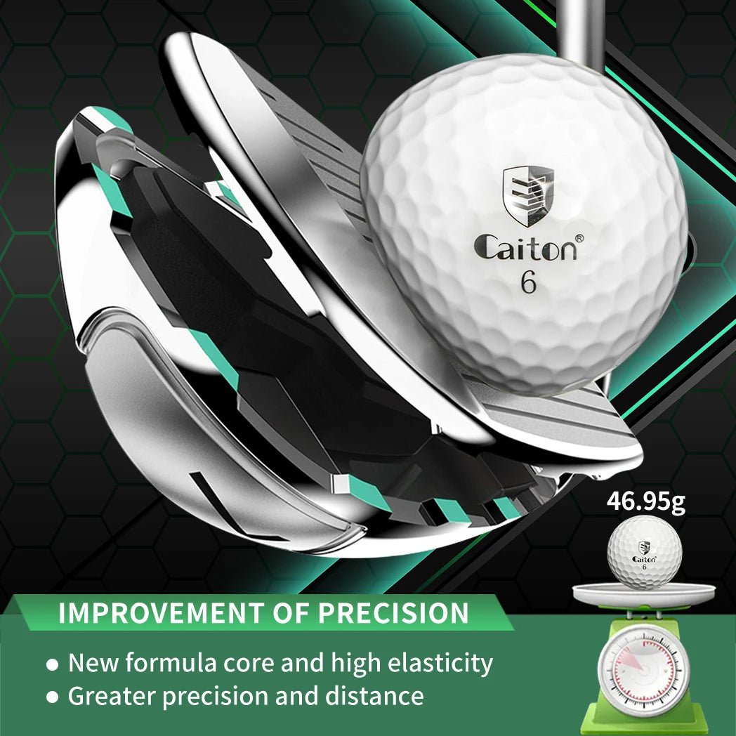 Golf ball with a scale showing weight and brand name on a dark background