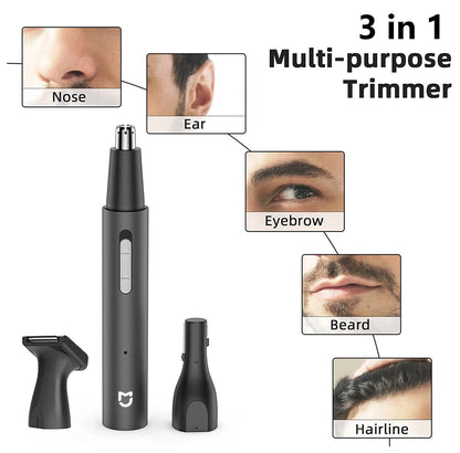 Electric USB Nose Ear Hair Trimmer Painless Rechargeable Sideburns Eyebrows Beard 3 in 1 Hair Clipper Shaver