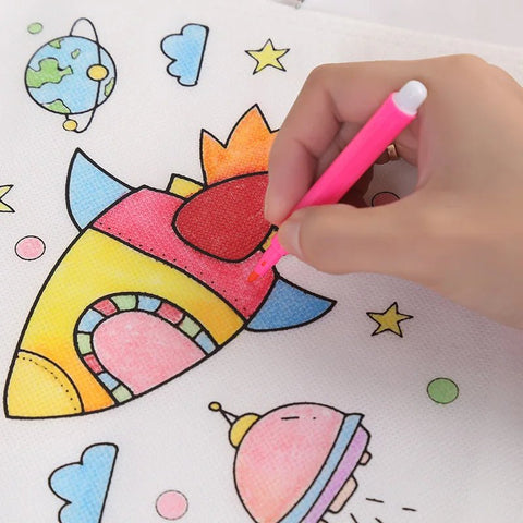 Coloring Graffiti Bag Kids 20pcs DIY Handmade Painting Non-Woven Arts Crafts Drawing Toy Gift