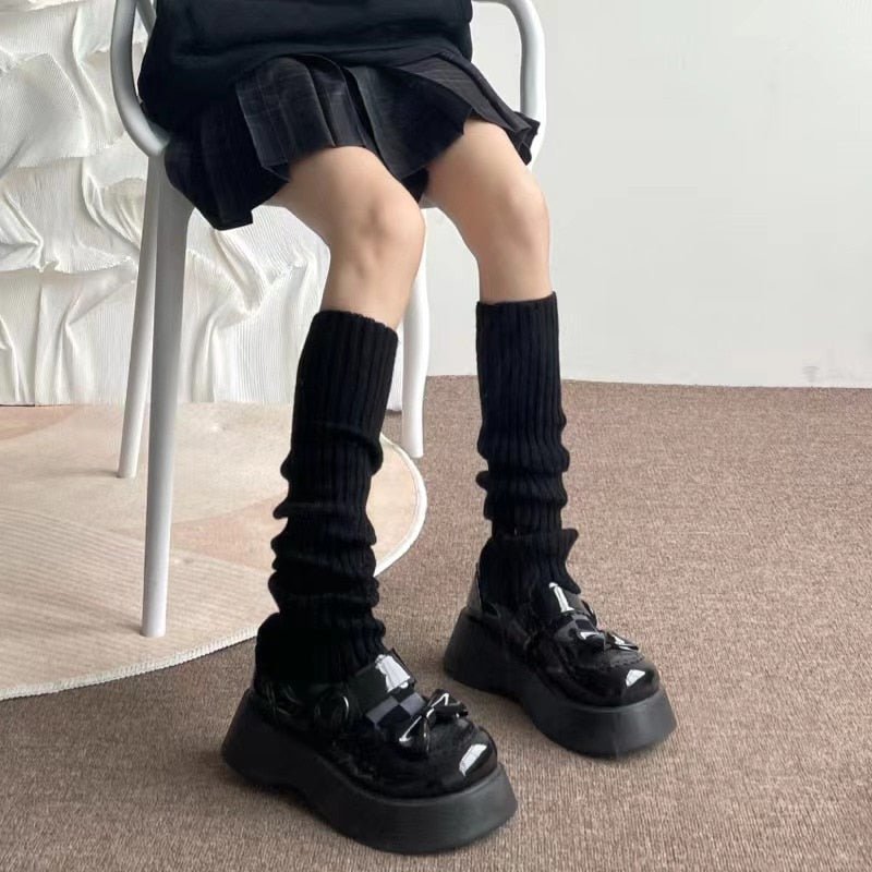 Knitted Leg Warmers Women Thigh High Punk Vintage 90s School Girls Warm Stylish Fashion Socks