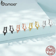 Platinum Over 925 Sterling Silver Earrings Star Shape Stud Minimalist Earrings