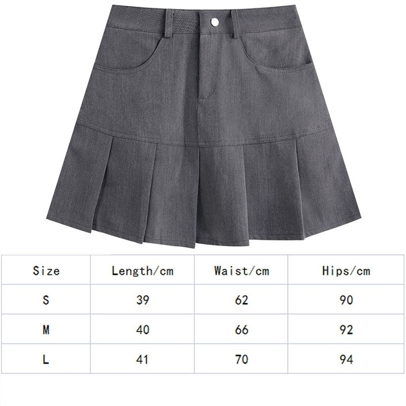 Girl's Half Drop Pleat Skirt School Uniform Women's Y2K High Waist Pleated Mini Skirt With Shorts Lining