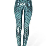 Women's Mermaid Leggings Fish Scale Print Push Up Stretch Shiny Leggings Streetwear Pants