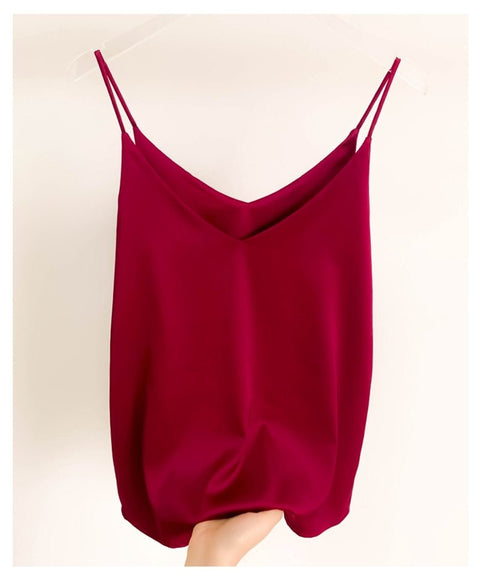 Slim Camisole Tank Top Women V-Neck Sleeveless Crop 4 Colors Casual Everyday Fashion Top