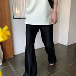 Satin Wide Leg Pants Long Floor Casual Pants Women's Spring Summer Trousers