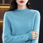 Women's Knitted O-Neck Cashmere Sweater 100% Pure Wool Pullover
